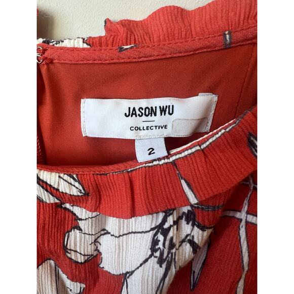 Jason Wu Collective Womens Tie Shoulder Midi Dress Red Size 2, Flowy Beach - Picture 4 of 13
